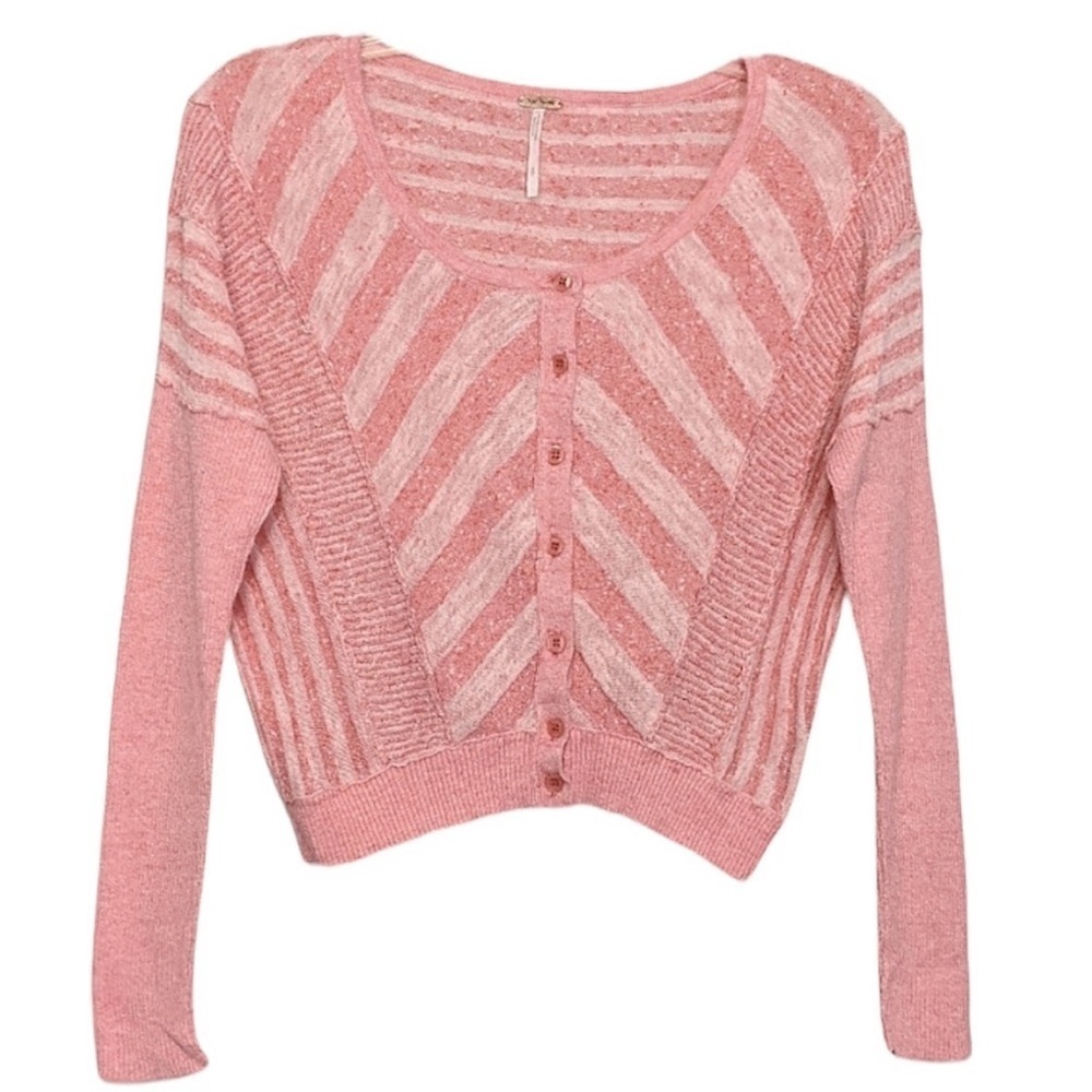 Free People Aimee Cropped Cardigan in Smoked Pink